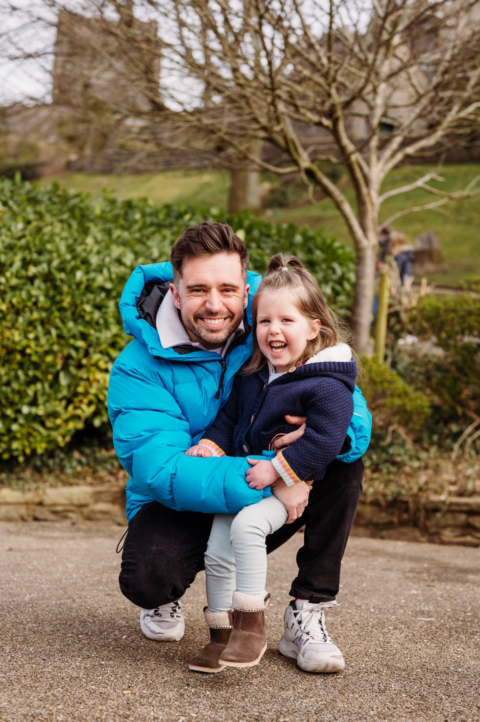 Lancashire family photographer at Clitheroe Castle with John Reynolds and his daughter Areli